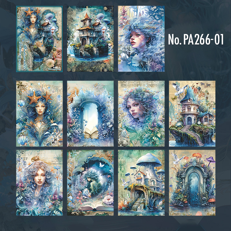 コラージュ 素材 デザイン ペーパー 人物 女性 人魚 海 魚 貝 シェル