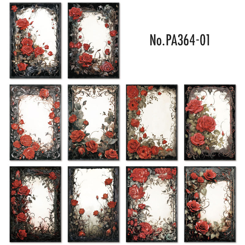 コラージュ 素材 デザイン ペーパー 花 バラ 薔薇 ローズ 植物 装飾 額