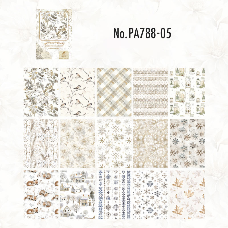 PA788 冬モチーフ パターン柄 雪の結晶 雪だるま コラージュ 素材 紙物