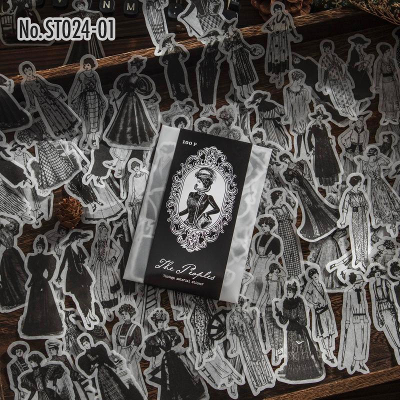 コラージュ 素材 シール 人物 女性 女の子 ジャンクジャーナル