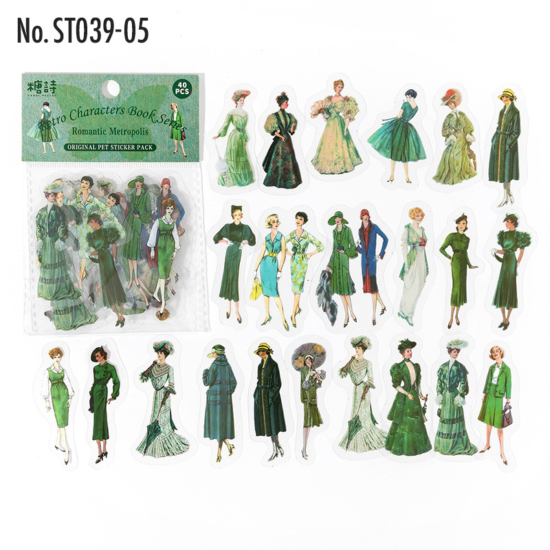 コラージュ 素材 シール 人物 女性 ジャンクジャーナル アンティーク