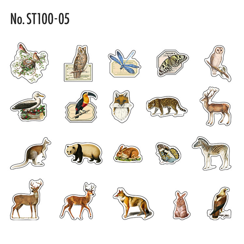 コラージュ 素材 シール 動物 月 惑星 果物 ジャンクジャーナル