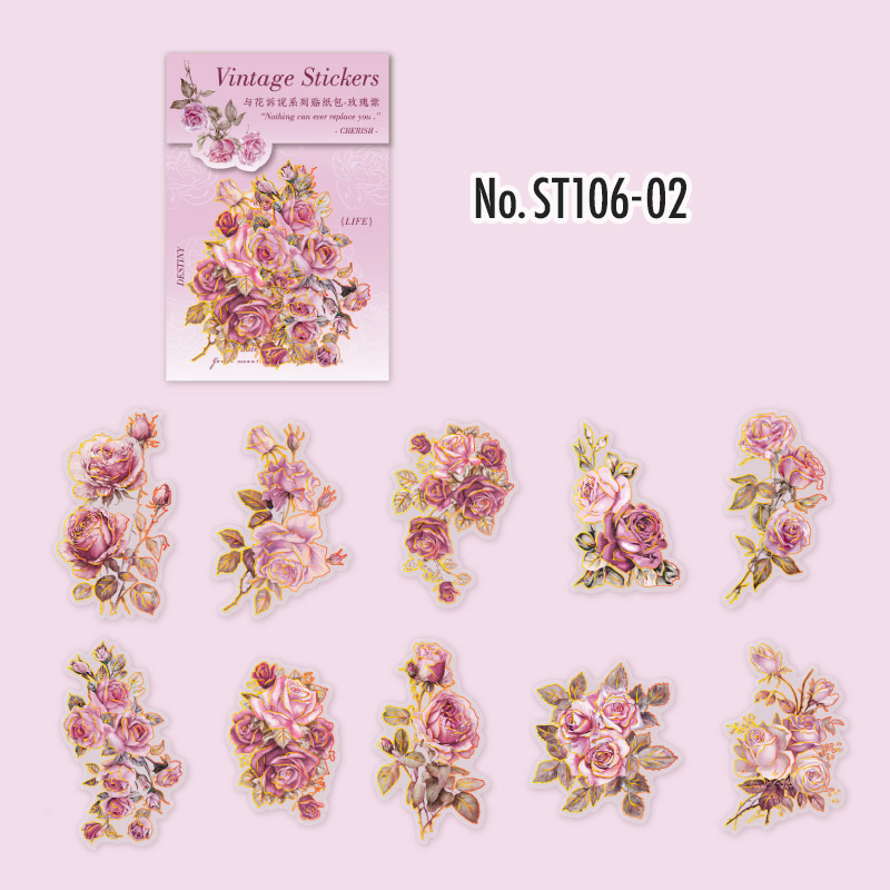 コラージュ 素材 シール 花 フラワー ジャンクジャーナル アンティーク