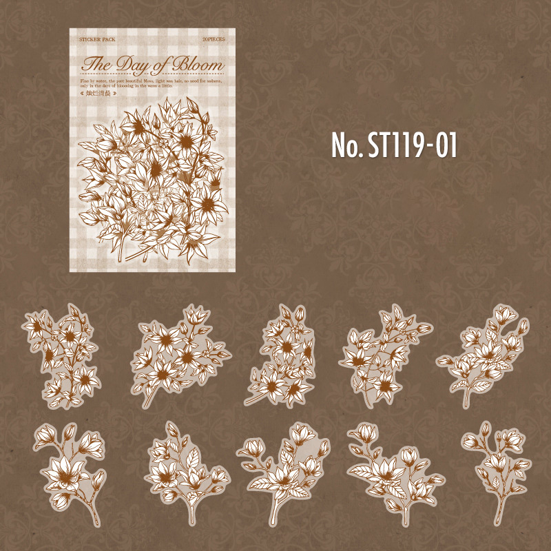 コラージュ 素材 シール 花 モノトーン フラワー ジャンクジャーナル