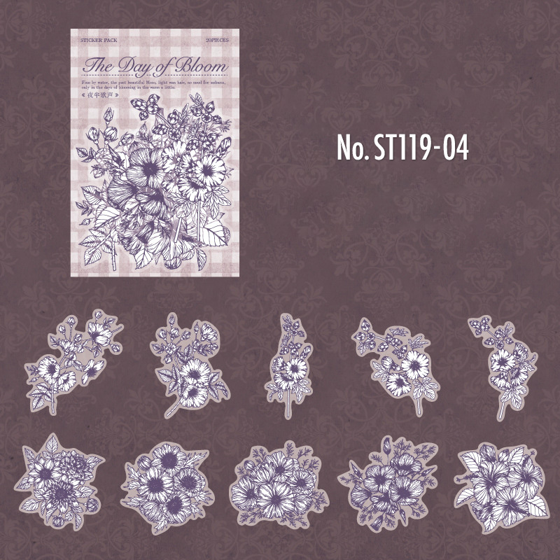 コラージュ 素材 シール 花 モノトーン フラワー ジャンクジャーナル