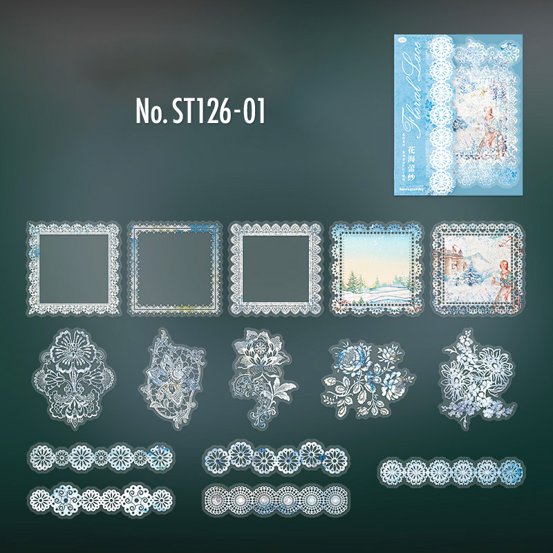 コラージュ 素材 シール レース フレーム ジャンクジャーナル