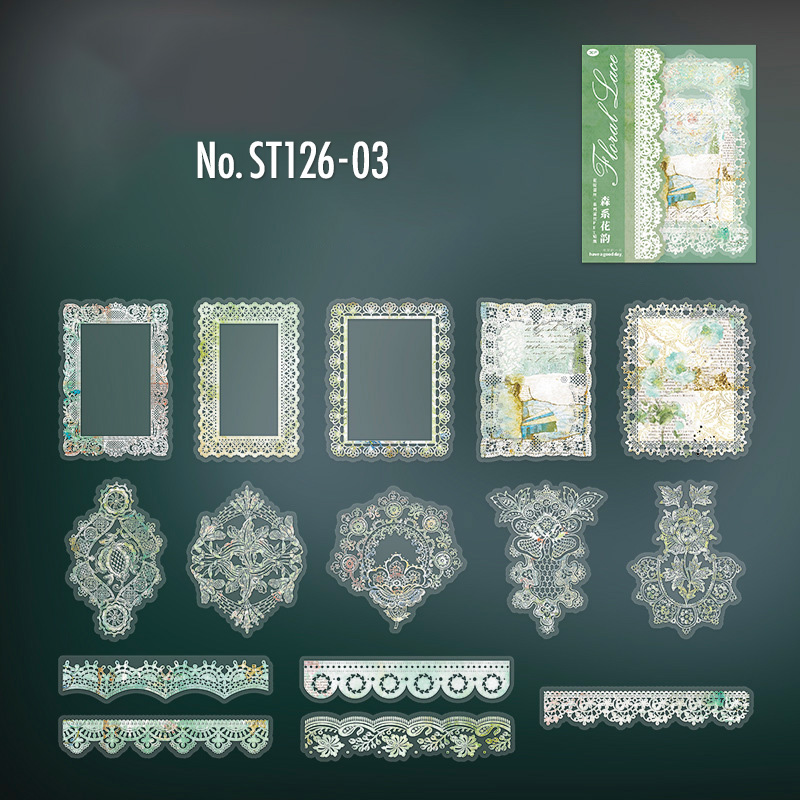 コラージュ 素材 シール レース フレーム ジャンクジャーナル