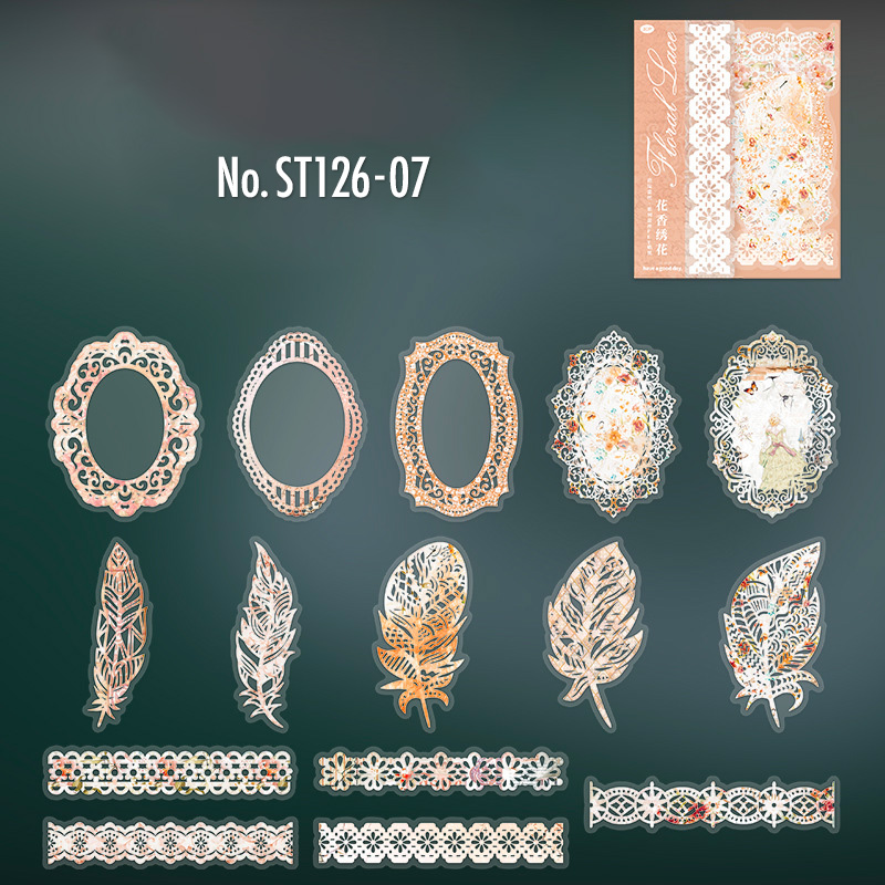 コラージュ 素材 シール レース フレーム ジャンクジャーナル