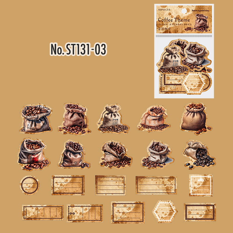 コラージュ 素材 シール 珈琲 コーヒー 染め タグ ジャンクジャーナル