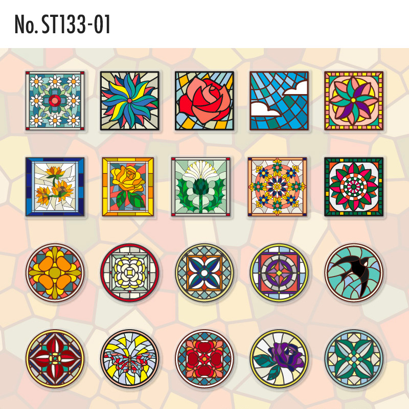 コラージュ 素材 シール ステンドグラス ガラス ジャンクジャーナル