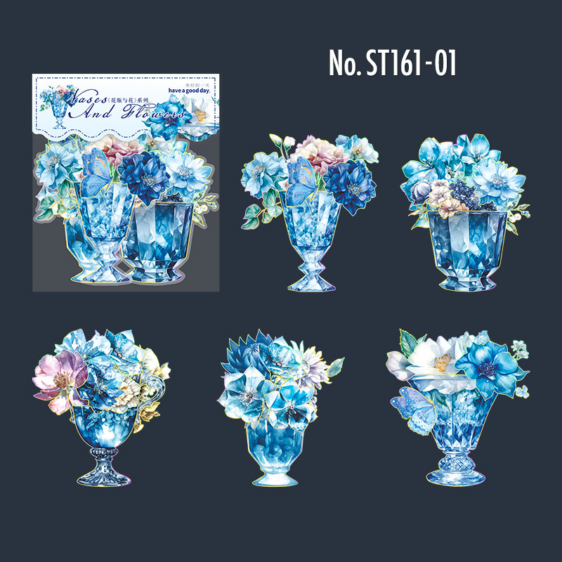 コラージュ 素材 シール 花 フラワーベース 花瓶 ガラス瓶 ジャンク