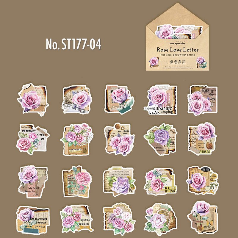 ✧Rose✧さまハンドメイド‪ෆ‪.*・゜ラッピング素材/ジャンクジャーナル素材 コラージュ 素材 シール 薔薇 ローズ 手紙 ラブレター ジャンク