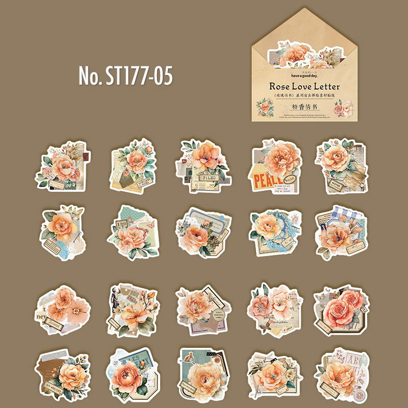 ✧Rose✧さまハンドメイド‪ෆ‪.*・゜ラッピング素材/ジャンクジャーナル素材 コラージュ 素材 シール 薔薇 ローズ 手紙 ラブレター ジャンク
