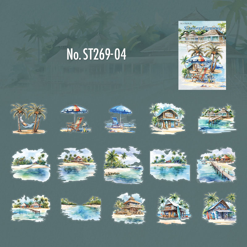 コラージュ 素材 シール 風景 景色 休暇 キャンプ ジャンクジャーナル