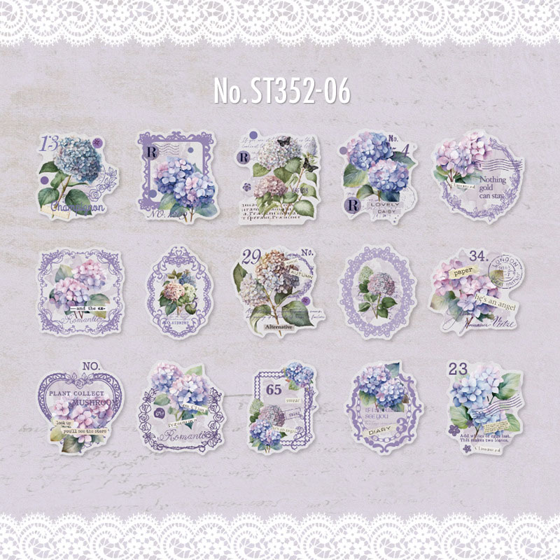 コラージュ 素材 シール バラ ローズ 紫陽花 アジサイ 花 ジャンク