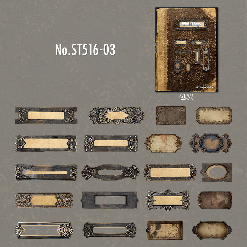 紙モノ コラージュ素材 ひねり金具 デザペ ステッカー コーナー金具 まとめ売り コラージュ 素材 シール ラベル プレート 金具 メタル ヴィンテージ