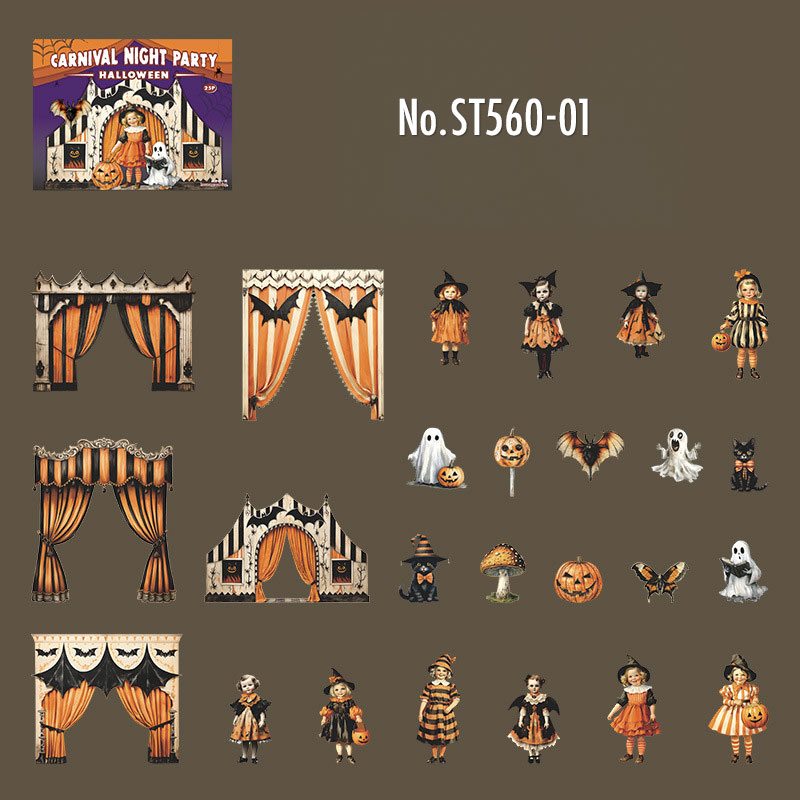 コラージュ 素材 シール ハロウィン お化け カボチャ 女の子 仮装 手帳
