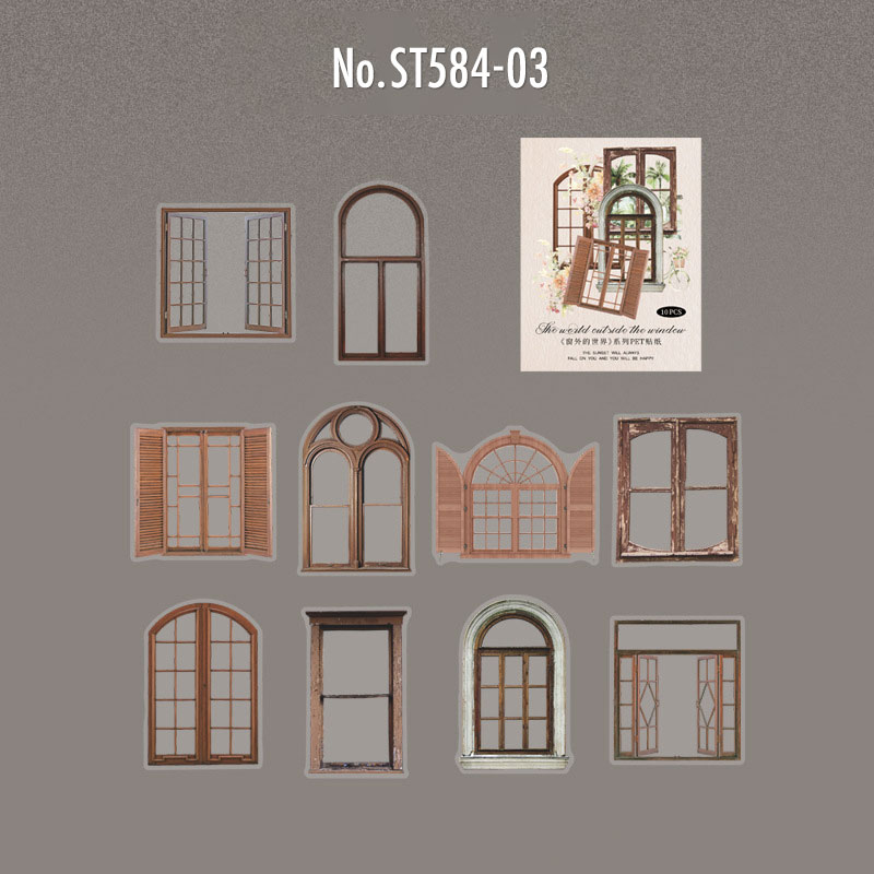 コラージュ 素材 シール 窓 窓枠 開き窓 フレーム サッシ ウィンドウ