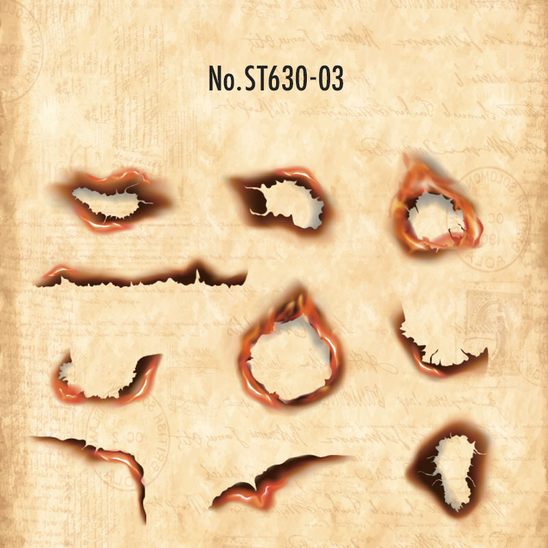 コラージュ 素材 シール 燃え跡 火 炎 燃える 焦げ コゲ 焼け跡