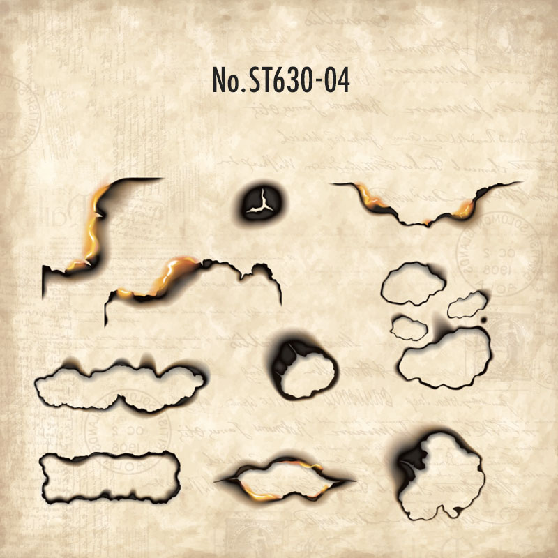 コラージュ 素材 シール 燃え跡 火 炎 燃える 焦げ コゲ 焼け跡