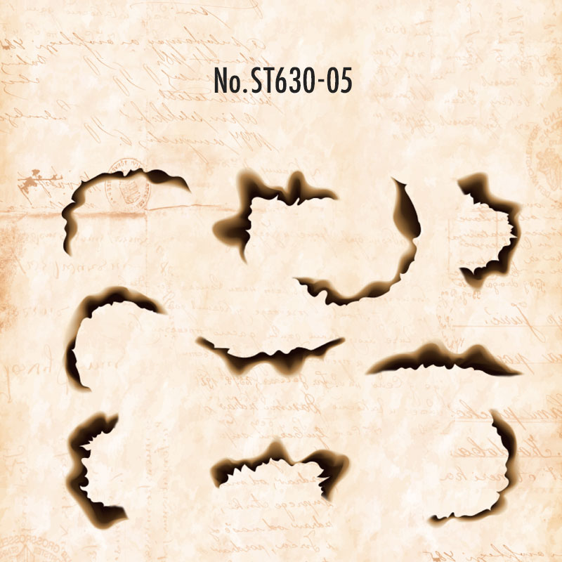 コラージュ 素材 シール 燃え跡 火 炎 燃える 焦げ コゲ 焼け跡