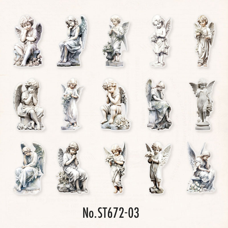 ST672 彫刻 石像 女神 天使 女性 芸術 アート PET コラージュ素材