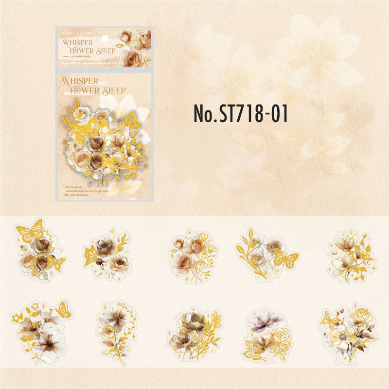 ST718 花 蝶 植物 箔押し バラ ユリ 桜 ブーケ リース コラージュ素材
