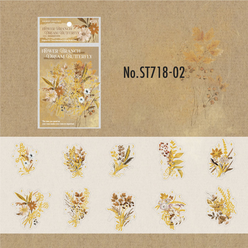 ST718 花 蝶 植物 箔押し バラ ユリ 桜 ブーケ リース コラージュ素材