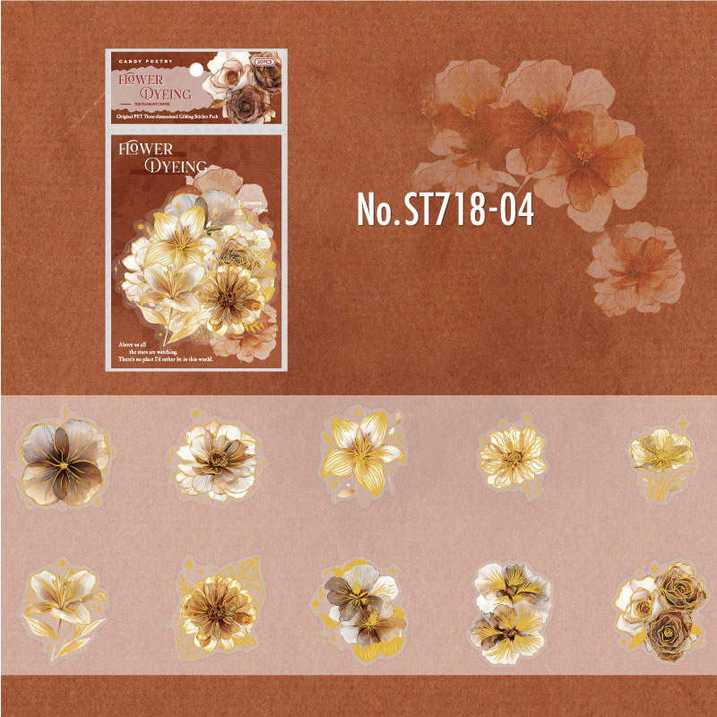 ST718 花 蝶 植物 箔押し バラ ユリ 桜 ブーケ リース コラージュ素材