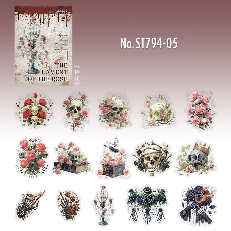 ST794 バラ ダークゴシック 薔薇 本 インク 蜘蛛 ハート 時計 ドクロ