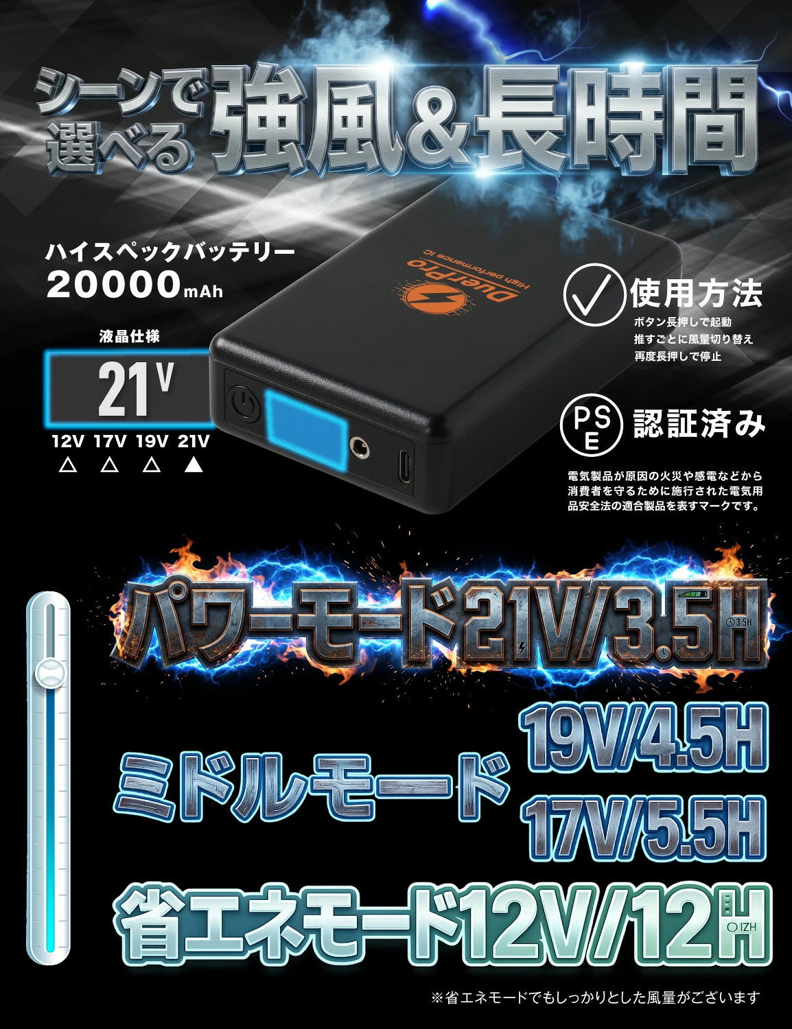 空調ウェア ファンバッテリーセット 21V 2...の詳細画像2