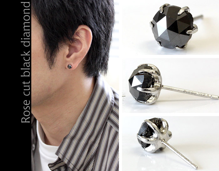 Pt900 total1.00ct ブラックローズカット ピアス　ブラックダイヤ ジュエリースタジオ プラスター ブラックダイヤモンド ブラック
