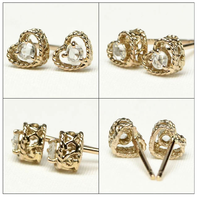ピアス ダイヤモンド ローズカット レディース 18金 18k K18 ゴールド 