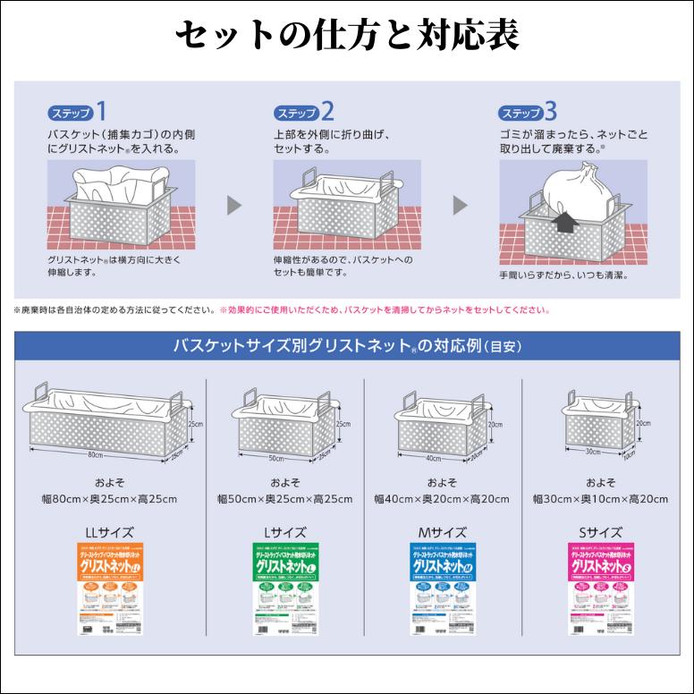 グリストネット グリストラップバスケット（捕集カゴ）用水切りネット Lサイズ 10枚入り×10パック｜ececo｜03