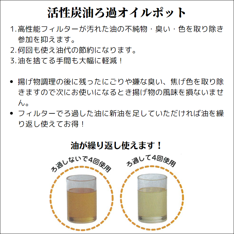 活性炭油ろ過オイルポット KWP-0.9｜油こしフィルターポット 家庭用の