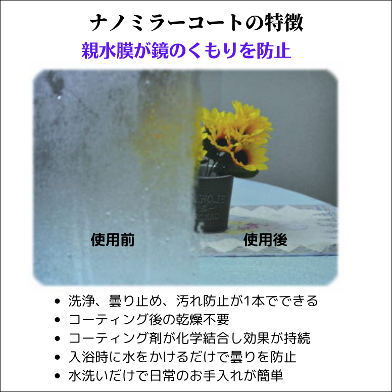 ナノミラーコート 260g入り 鱗状痕除去剤 ウロコ落とし ウロコ除去 ガラスコーティングクリーナー 鏡ガラス洗剤 浴室鏡 ガラス 陶器 フロントガラス 業務用 |  | 02