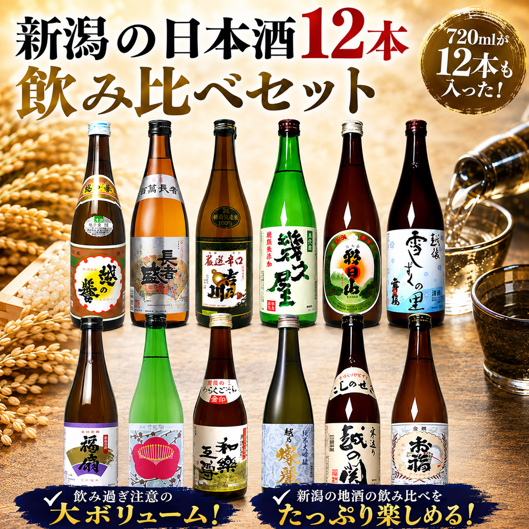 朝日山 日本酒 飲み比べ セット 新潟清酒 720ml 12本 4合瓶 福袋