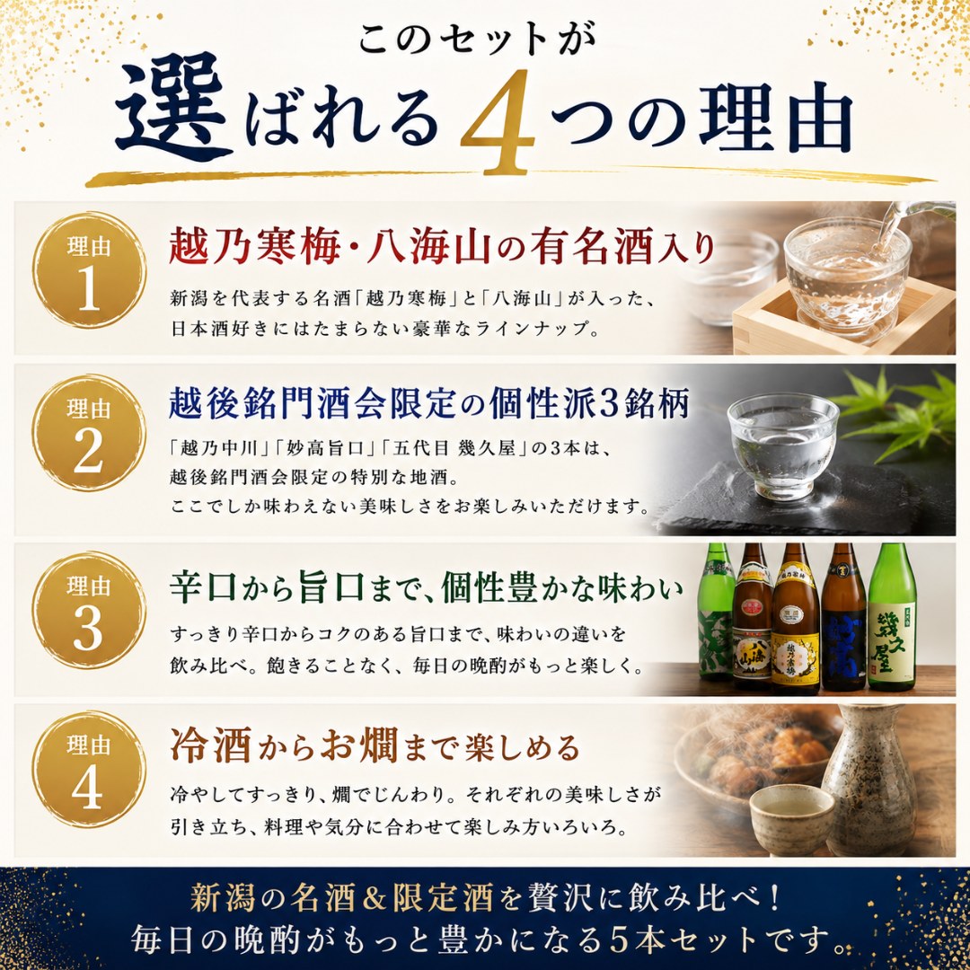 新潟 日本酒 飲み比べセット 越乃寒梅 八海山と越後銘門酒会限定酒 720ml 5本(第45弾ミニ) | 越乃寒梅 | 03