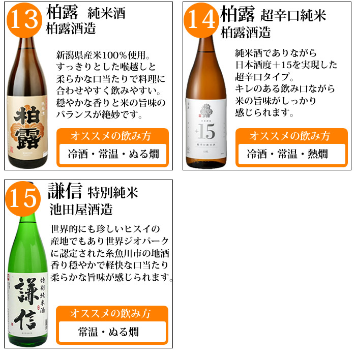吉乃川 日本酒 飲み比べ 純米酒 純米吟醸酒 15種類の中から5本選べる