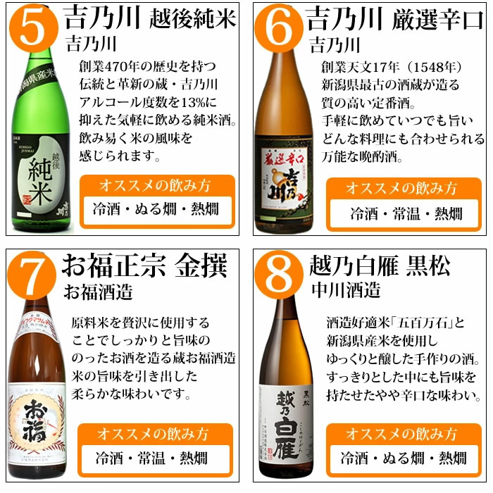 朝日山 日本酒 飲み比べ 15本の中から5本選べる新潟 福袋 1800ml