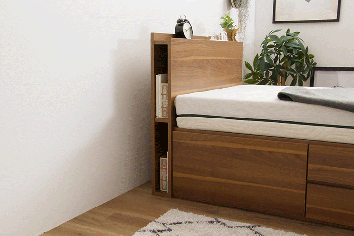 宮付き チェスト ベッド シングル ナチュラル ベッドフレームのみ コンセント付 チェストベッド 収納 ベッド シングル ベッドフレームのみ マットレス