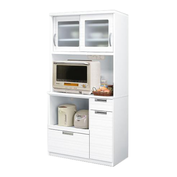 食器棚 完成品 幅90 キッチン収納 レンジボード おしゃれ : 家具 