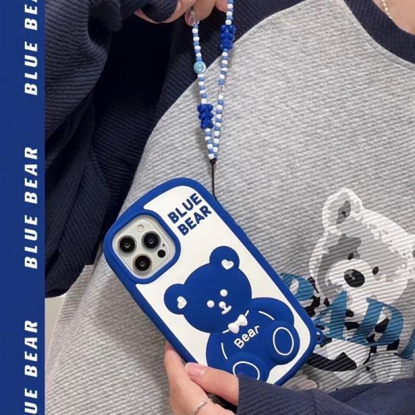 Society6 iPhone5用 Blue Bear ブルーベアー ケース Cute Metallic 3D Bear iPhone Case with Chain and Charm