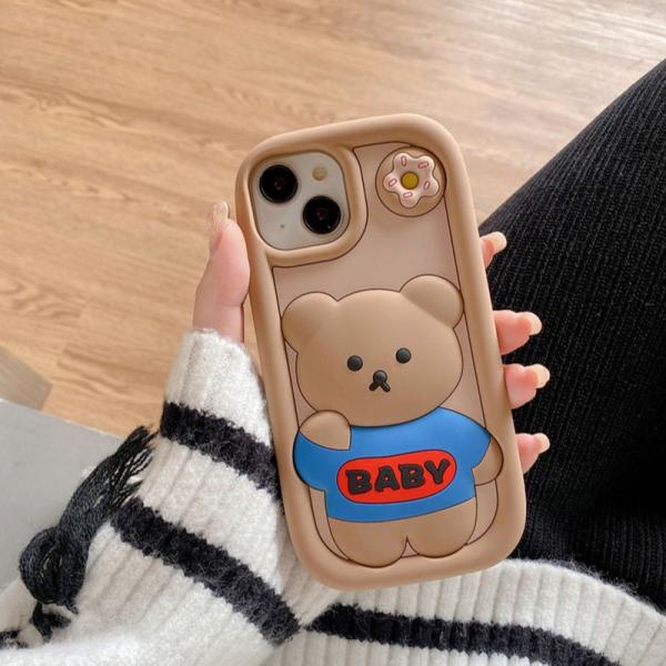 iPhone11 ケース　くま マスコット　ベージュ　韓国　新品未使用　かわいい 1102204048.jpg