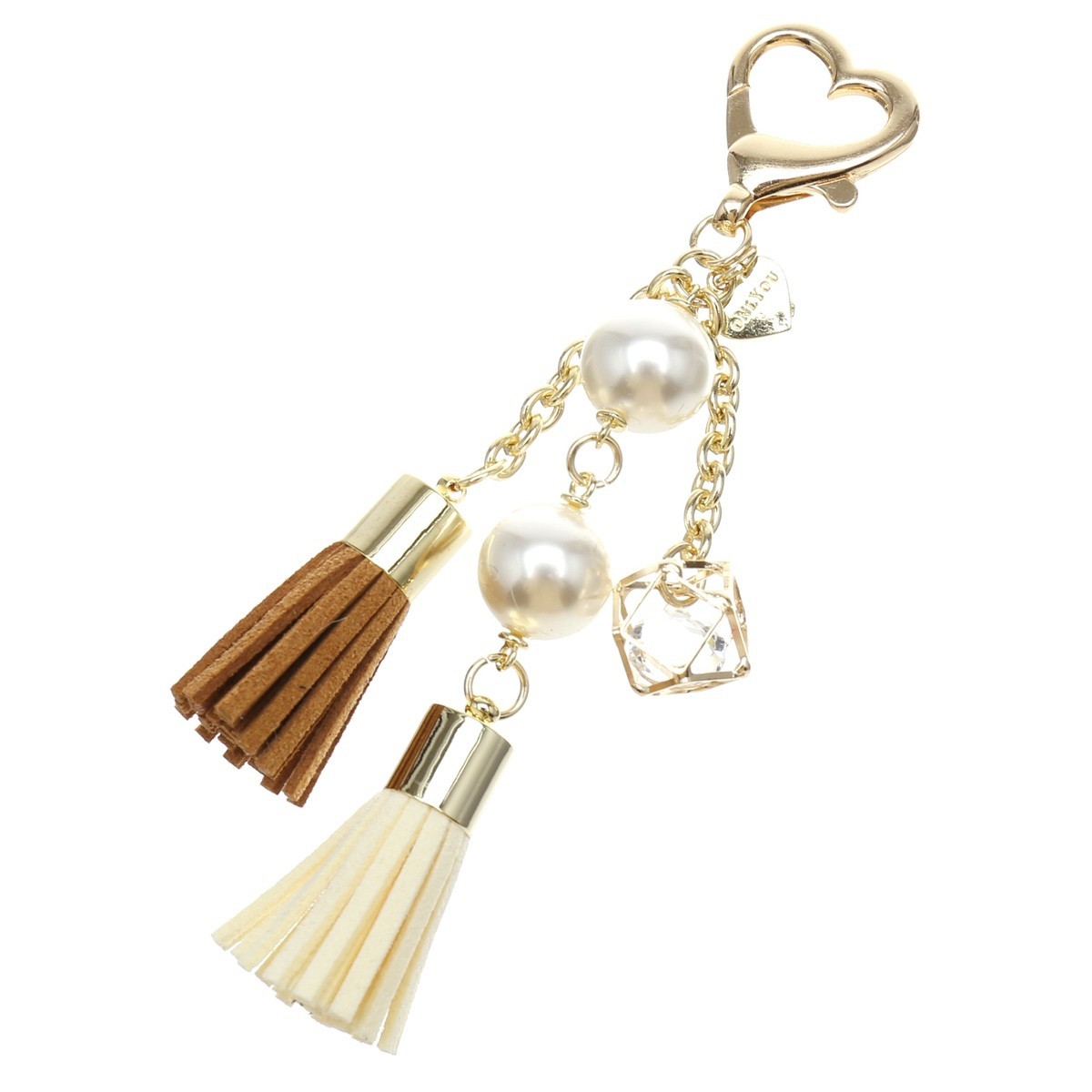 2連パールタッセルチャーム ハート パール ゴールド リング 財布