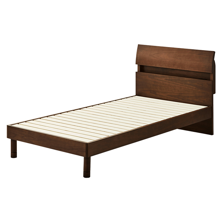 ベッドフレーム デミール3 シングル 天然木 ベッド 木製ベッド すのこベッド コンセント付き 収納 ベッドボード フレーム ウォールナット｜eclavie｜02