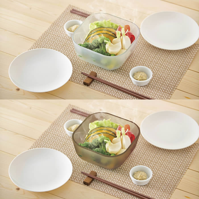 evercook エバークック ガラス製電子レンジ調理器具スクエア型Lサイズ