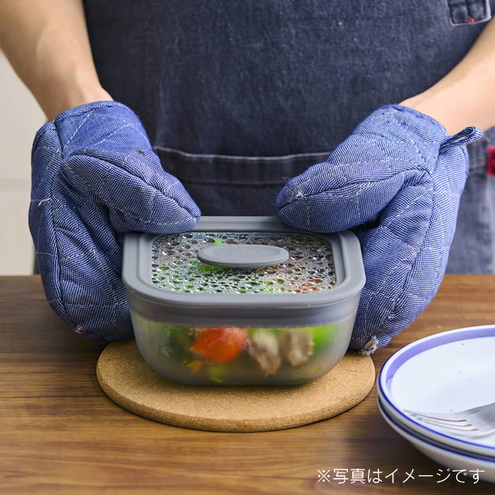 evercook エバークック ガラス製電子レンジ調理器具スクエア型Lサイズ