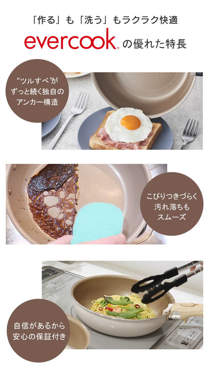 フライパン 28cm IH evercook 選べる エバークック 着脱式専用 フライパン 28cm エクリティ限定モデル アイボリー IH対応 EIDFP28RIV2 ドウシシャ PFOA不使用 | evercook | 03