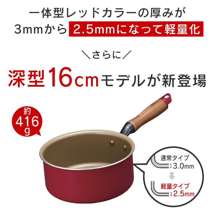evercook IH対応 フライパン深型16cm レッド EIDP16RD3 ドウシシャ | evercook | 03
